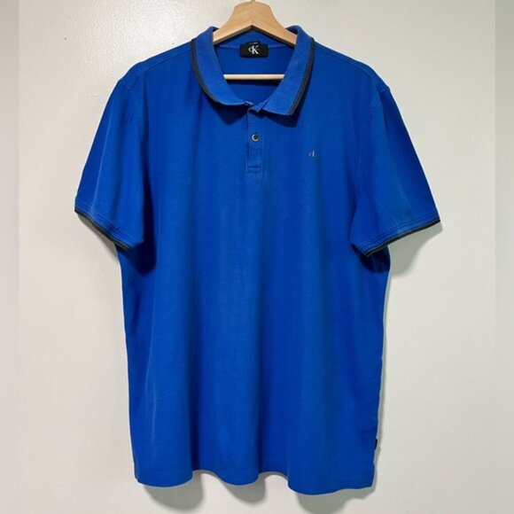 Calvin Klein Men’s XL Pima Cotton Polo Shirt in Royal Blue - Classic Fit - Picture 2 of 13